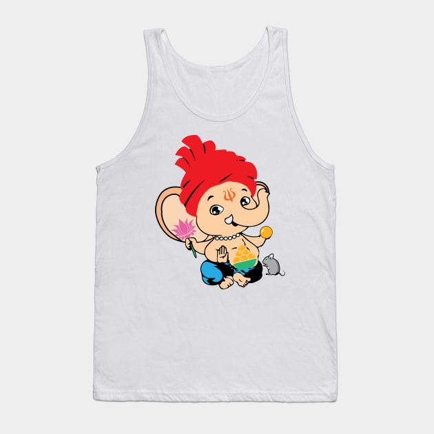 Cute Bal Ganesh Ganapathy Baby Hindu God Tank Top by alltheprints